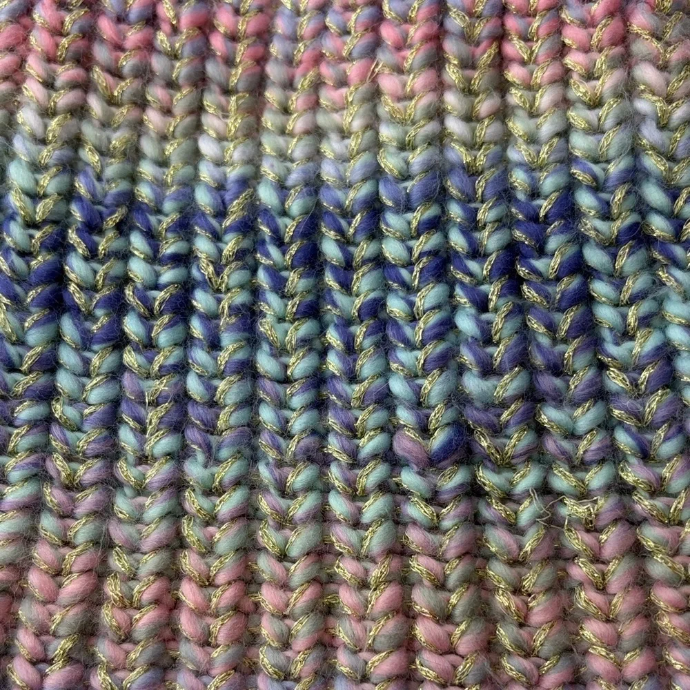 Multicolor Knit Beanie with Pom Pom